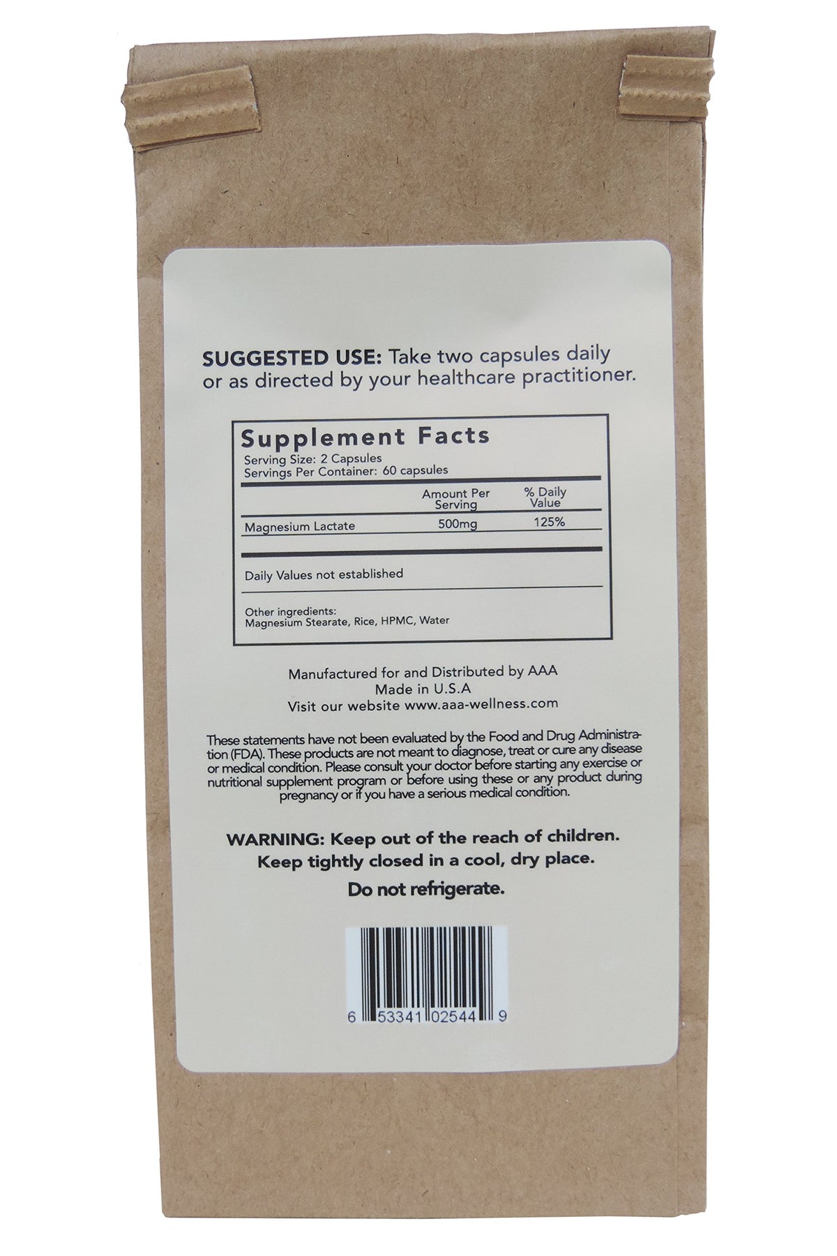 Sachet de recharge écologique de Magnésium Lactate 500 mg
