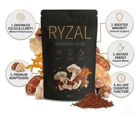 Sachet de RYZAL Café aux Champignons 30 Portions, vue de côté