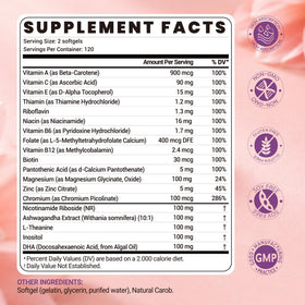 Sachet de Shumol Multivitamines Femmes avec informations nutritionnelles