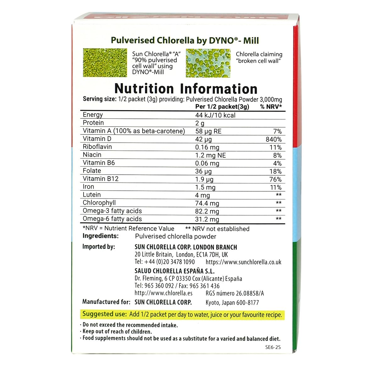 Sachet de Sun Chlorella Poudre avec une cuillère