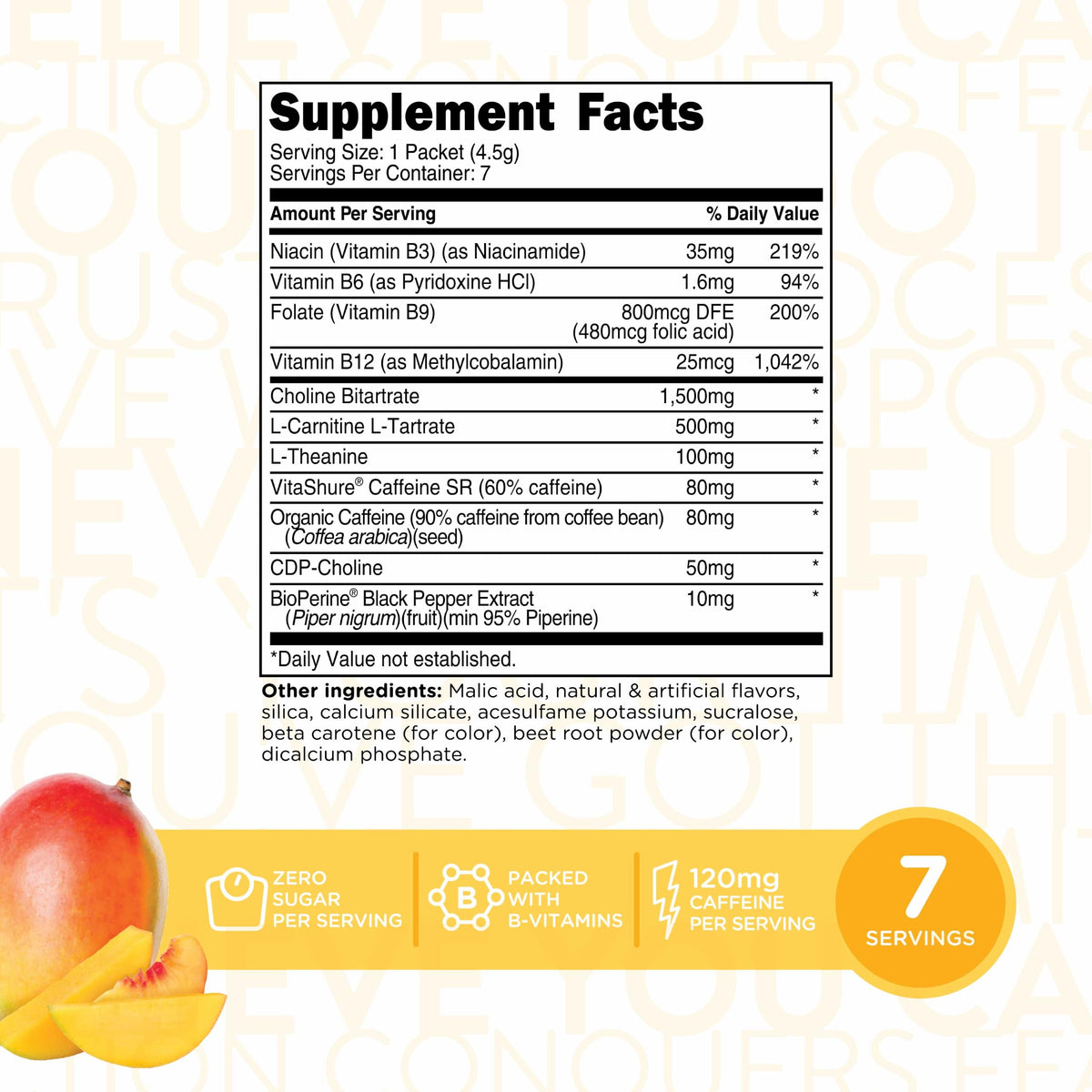 Sachet de support Shot Pêche Mangue ouvert