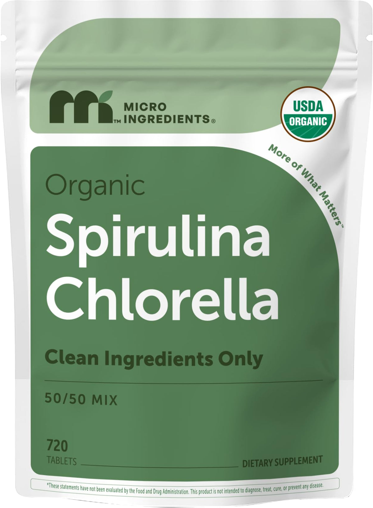 Sachet de tablettes de Spiruline Chlorella Bio Micro Ingredients 720 Comptes