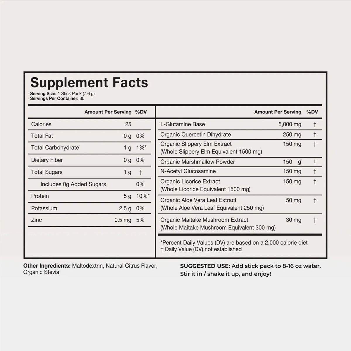 Sachet de Terra Health Essentials Solusticks Gut ouvert avec poudre orange