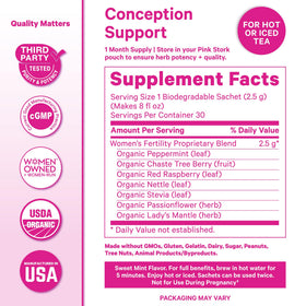 Sachet de thé de fertilité Pink Stork avec feuilles de menthe