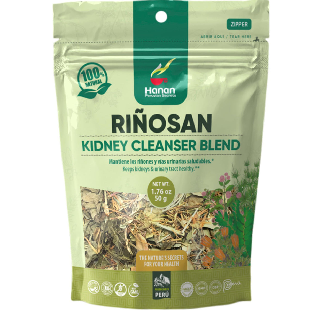 Sachet de thé herbal Riñosan Hanan 50g avec Chanca Piedra
