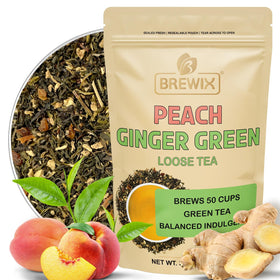 Sachet de Thé Vert Pêche Gingembre BREWIX 100g
