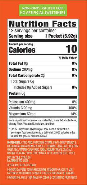 Sachet de True Lemon support Citrus Blast avec électrolytes