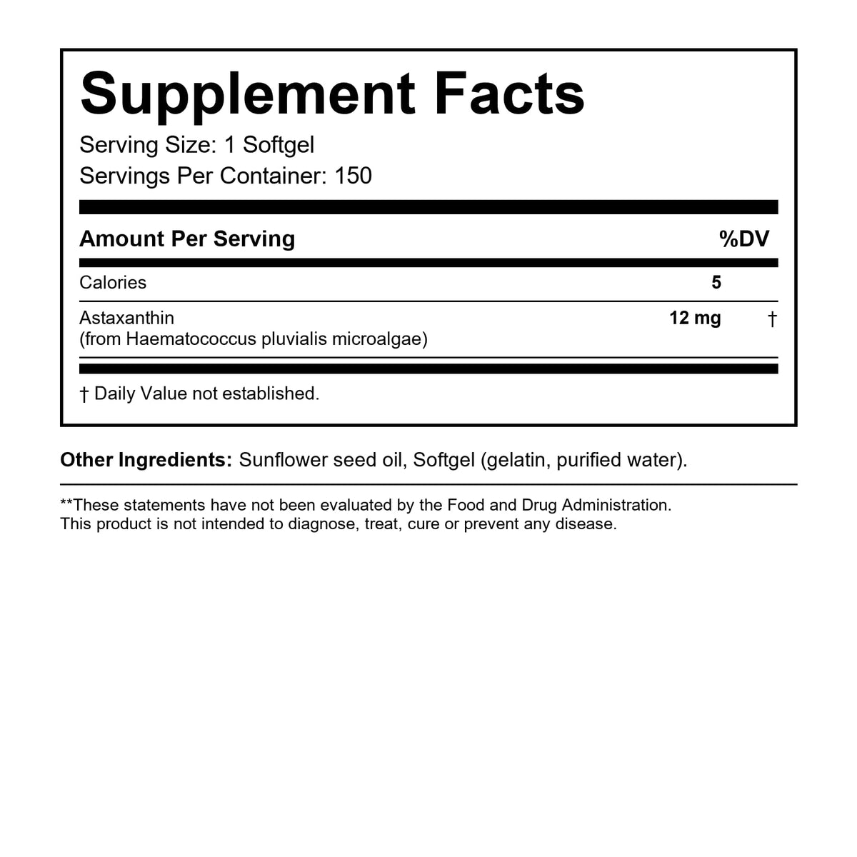 Sachet de Zeria Astaxanthin 12 mg avec étiquette