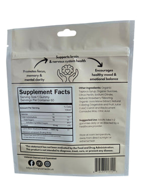 Sachet des gummies MYCOMedix, informations nutritionnelles arrière