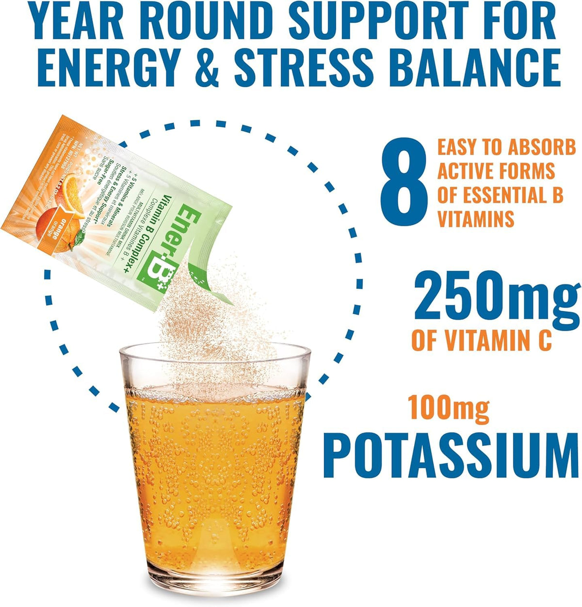 Sachet Ener-C Mélange Multivitaminé ouvert avec poudre