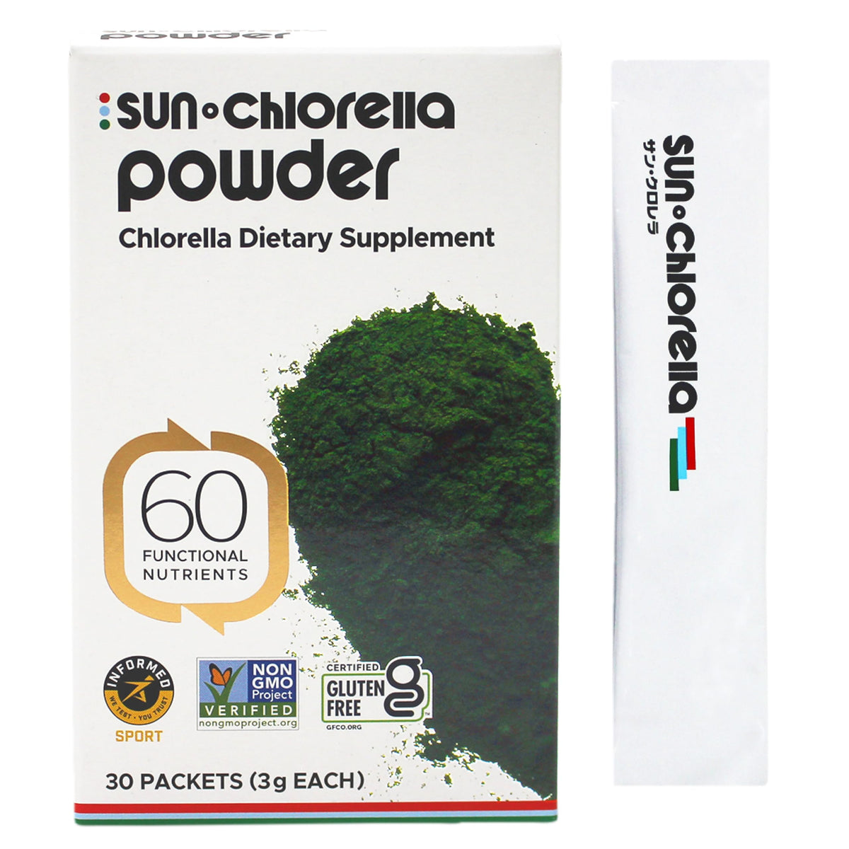 Sachet individuel de poudre de chlorelle Sun Chlorella 3g