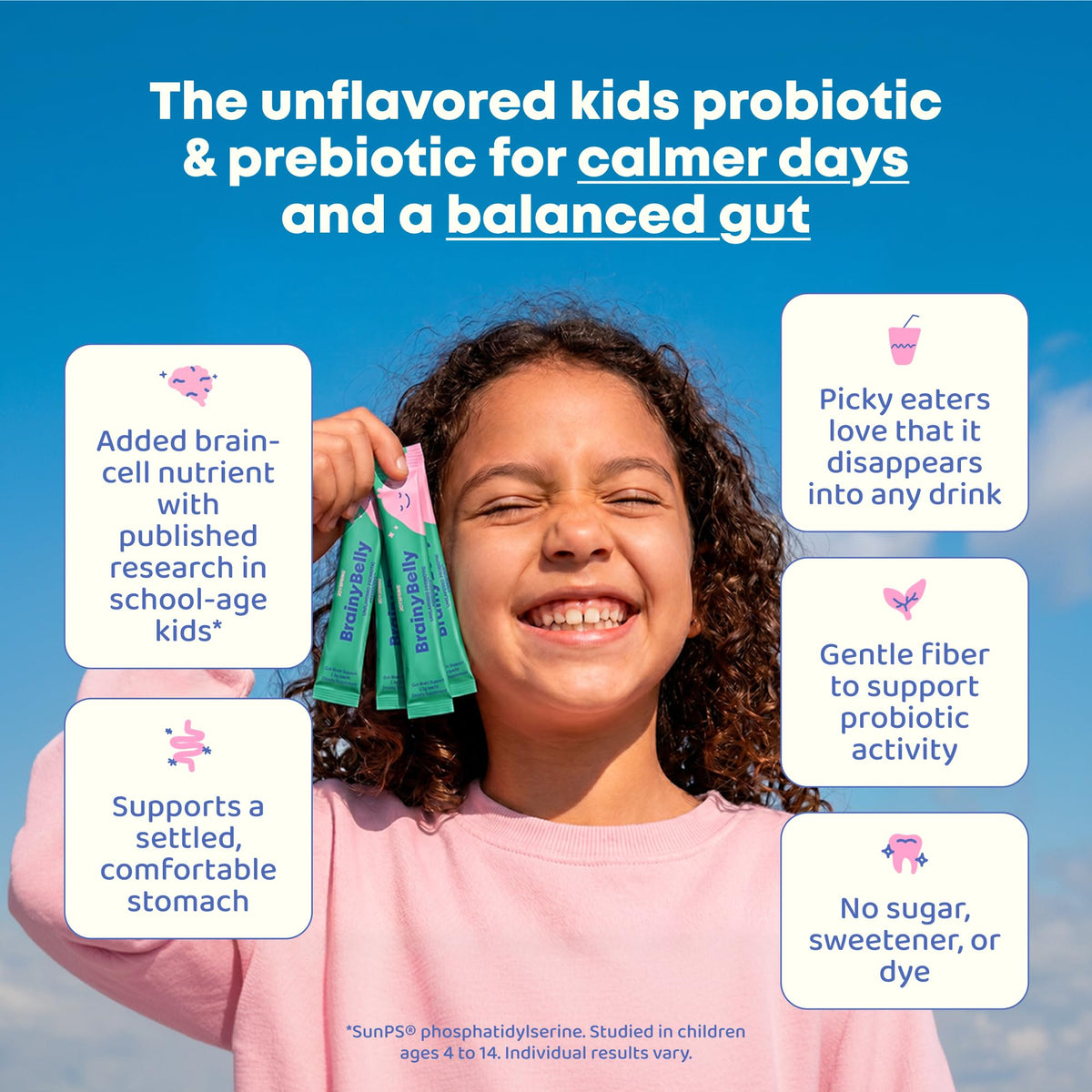 Sachet ouvert de probiotique JoySpring avec poudre visible