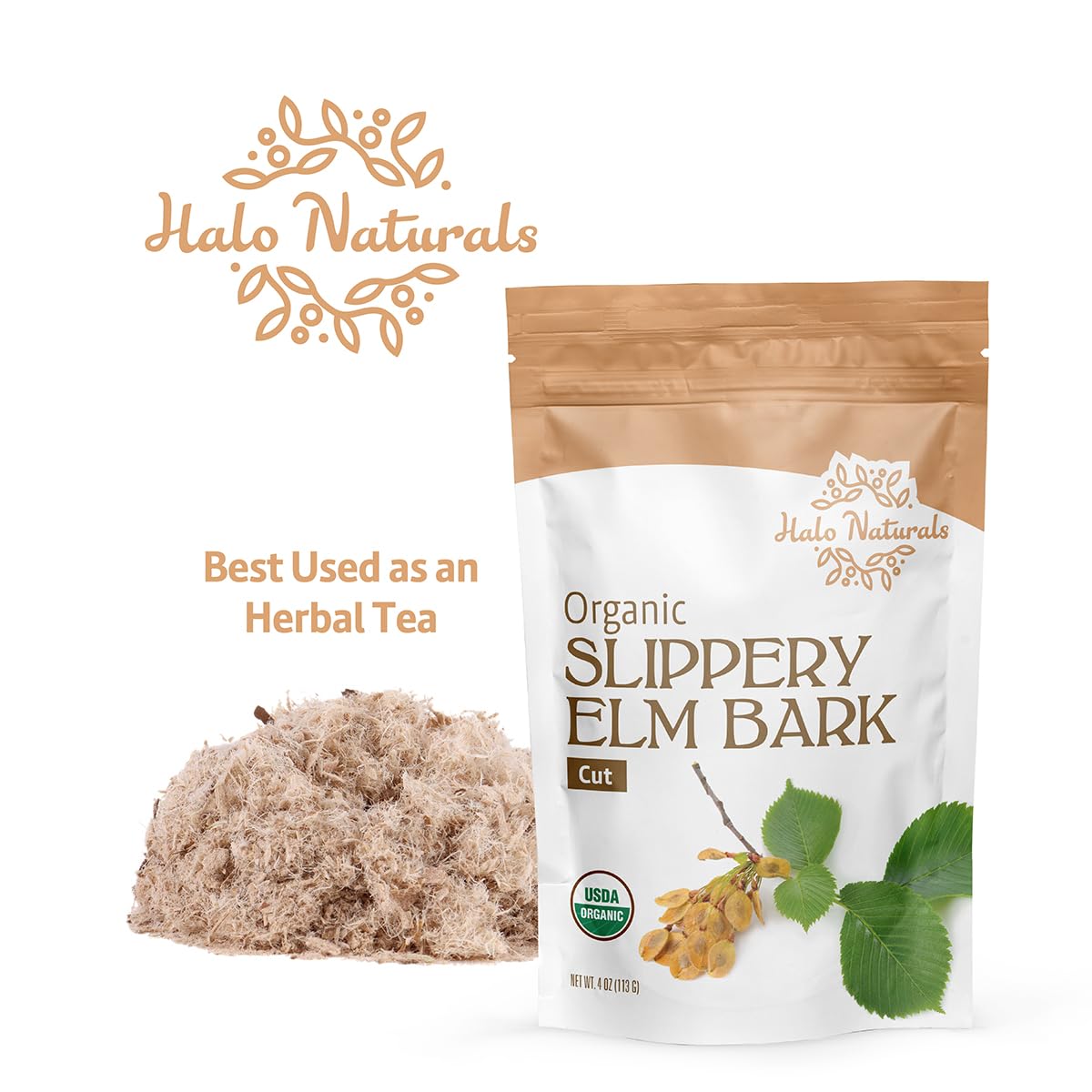 Sachet refermable d'écorce de bouleau glissant Halo Naturals ouvert