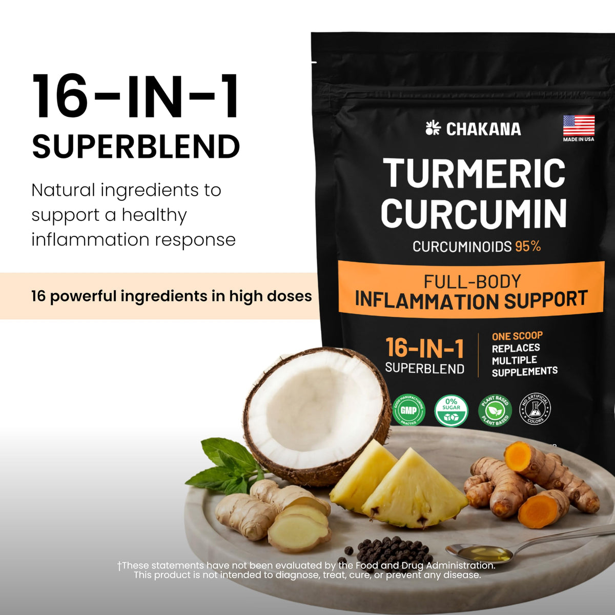 Sachet refermable de curcuma CHAKANA sur une table