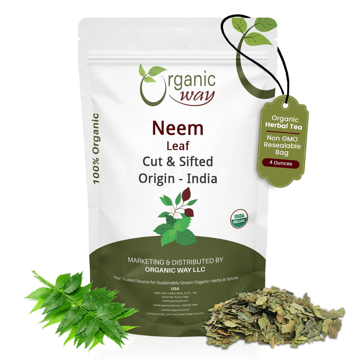 Sachet refermable de feuilles de neem coupées et tamisées Organic Way 109g