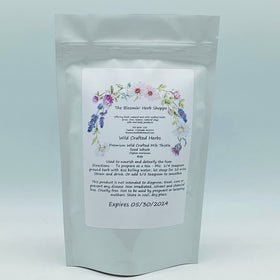 Sachet refermable de graines de chardon-Marie avec étiquette visible