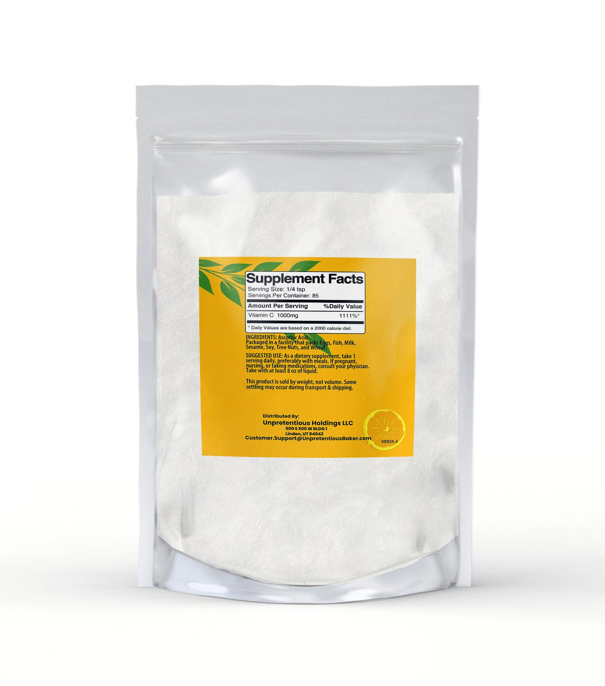 Sachet refermable de poudre d'acide ascorbique Unpretentious