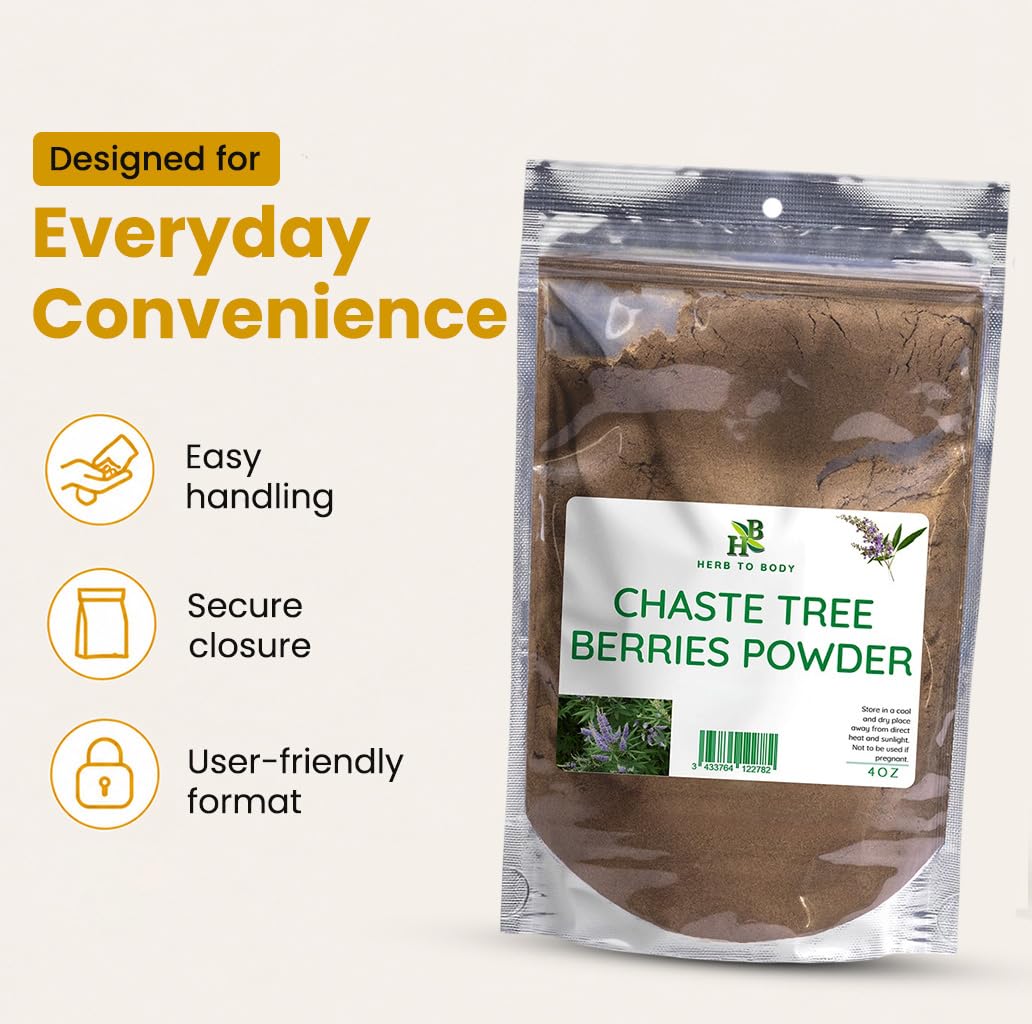 Sachet refermable de poudre de baies de Vitex, packaging