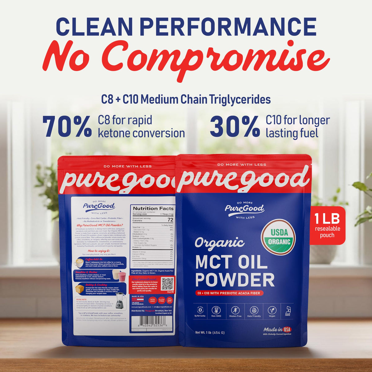Sachet refermable de PureGood Poudre d'Huile MCT Bio