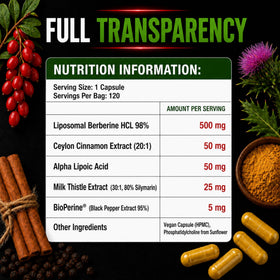 Sachet refermable de PURETREX Berberine HCl 500mg Capsules