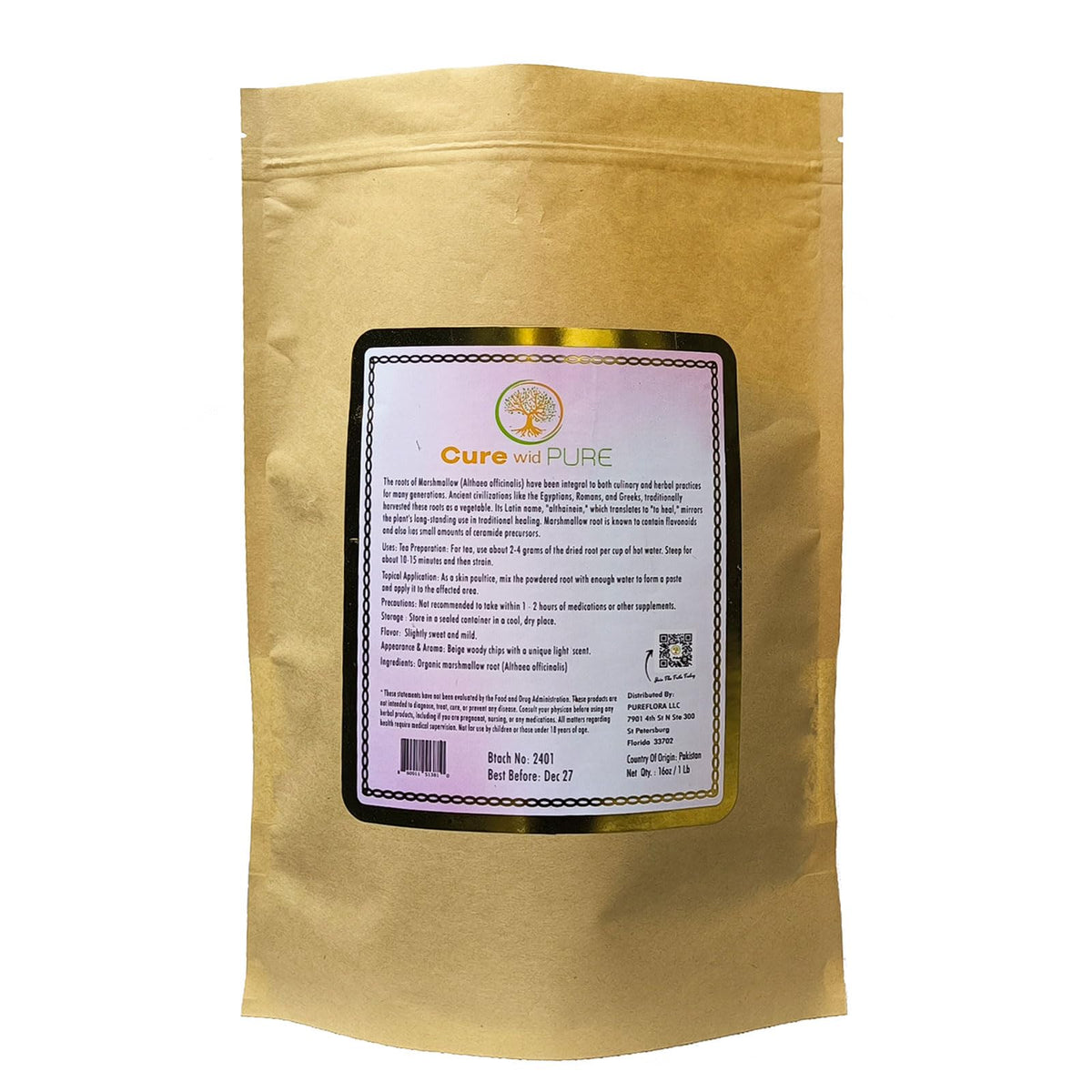 Sachet refermable de racine de guimauve bio wid Pure