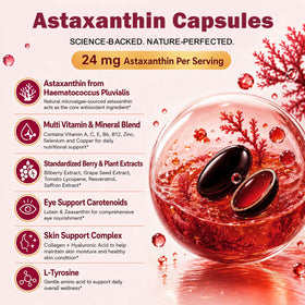 Sachet refermable GZ HAOYUAN Astaxanthine ouvert montrant les capsules