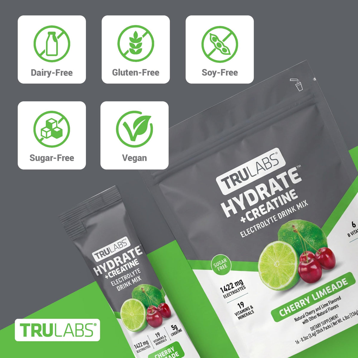 Sachet TRULABS Hydrate + Creatine ouvert avec poudre