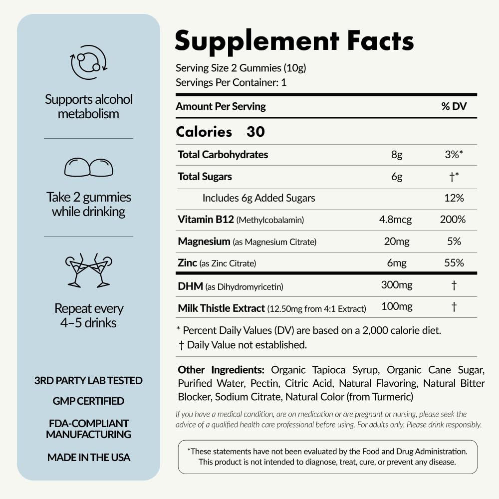 Sachet Undo Gummies pré-alcool avec étiquettes de qualité