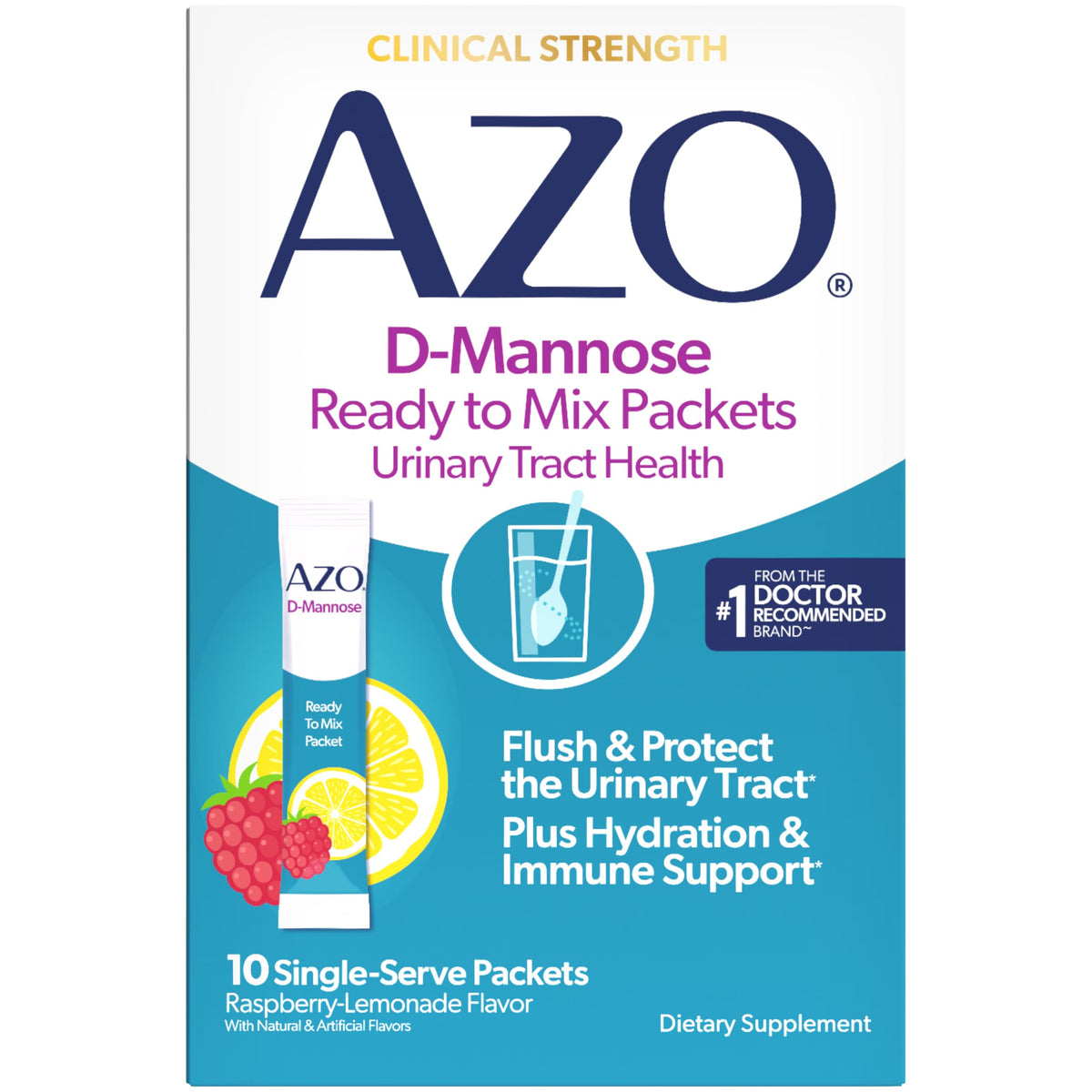 Sachets AZO D-Mannose Framboise Citronnade vue de face