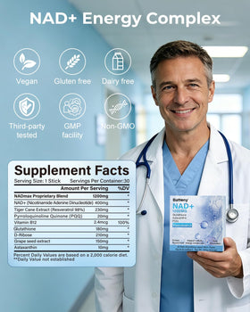 Sachets Battony NAD+ 1200mg avec des ingrédients naturels