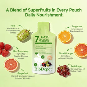 Sachets Biodepot avec fruits frais à côté