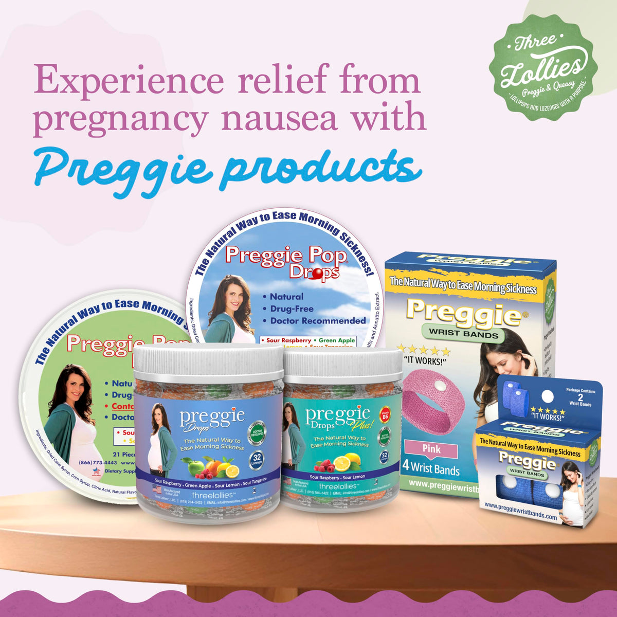 Sachets d'hydratation Preggie Three Lollies avec un verre d'eau