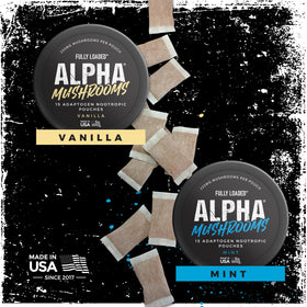 Sachets de champignons Alpha Fully Loaded sur une table