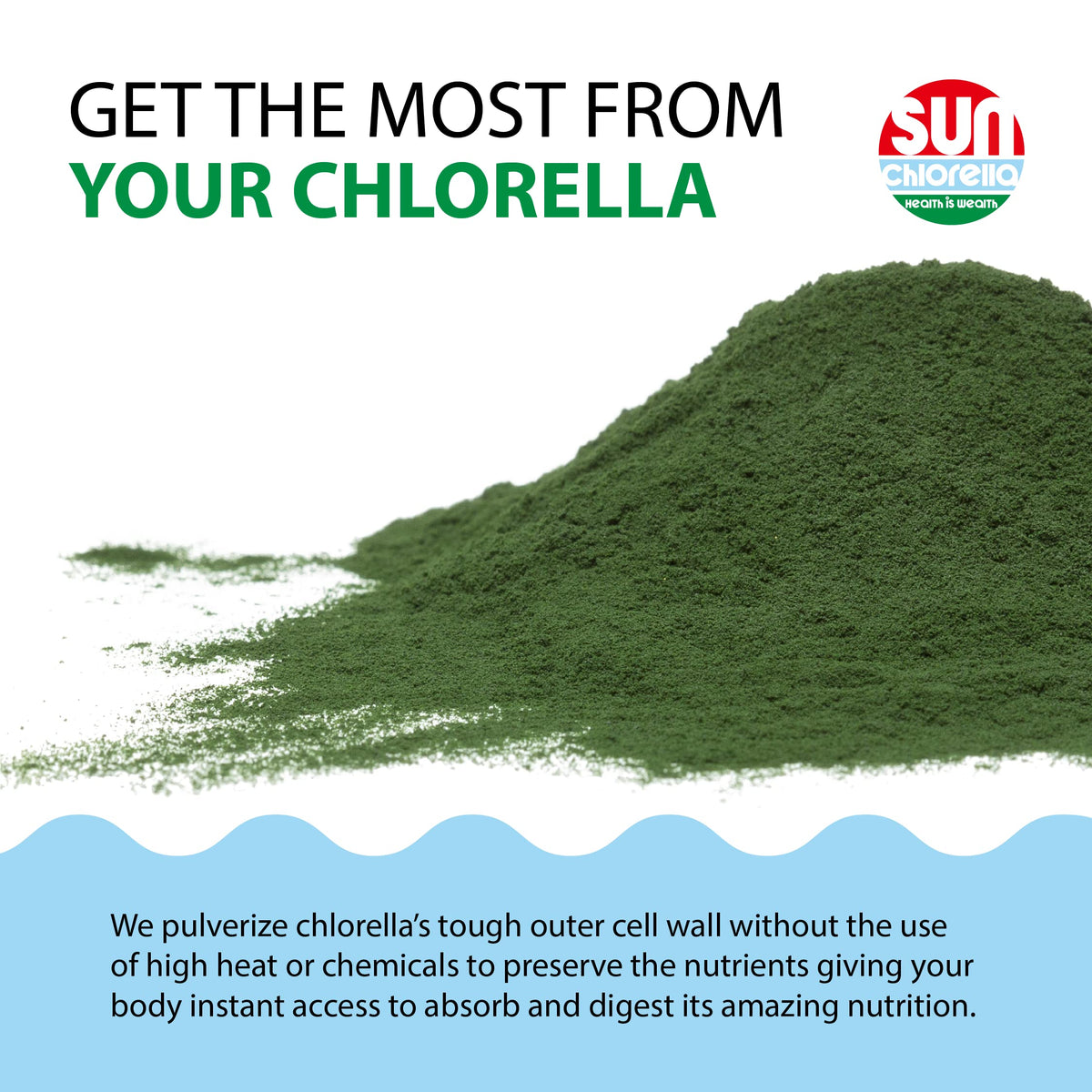 Sachets de chlorelle Sun Chlorella avec des ingrédients naturels