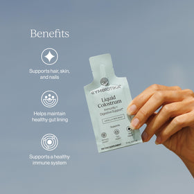 Sachets de colostrum liquide CYMBIOTIKA en présentation