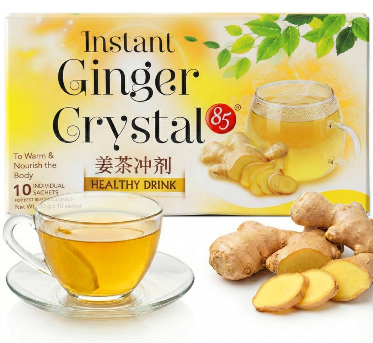 Sachets de cristaux de miel de gingembre Jans, préparation de boisson chaude