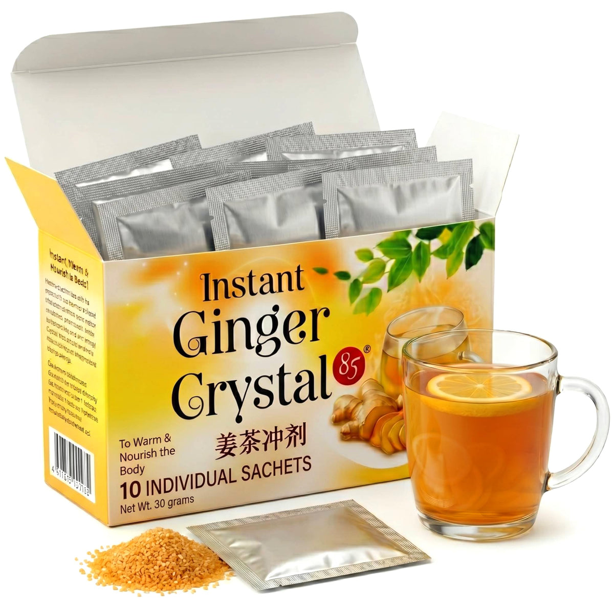 Sachets de cristaux de miel de gingembre Jans, présentation avant