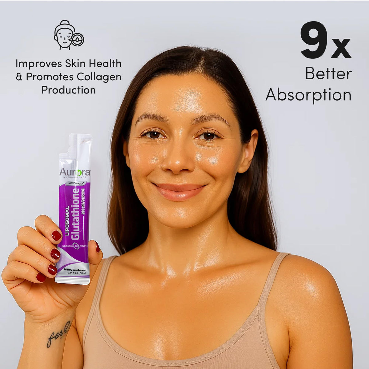 Sachets de Glutathione Liposomal Vida Lifescience ouverts