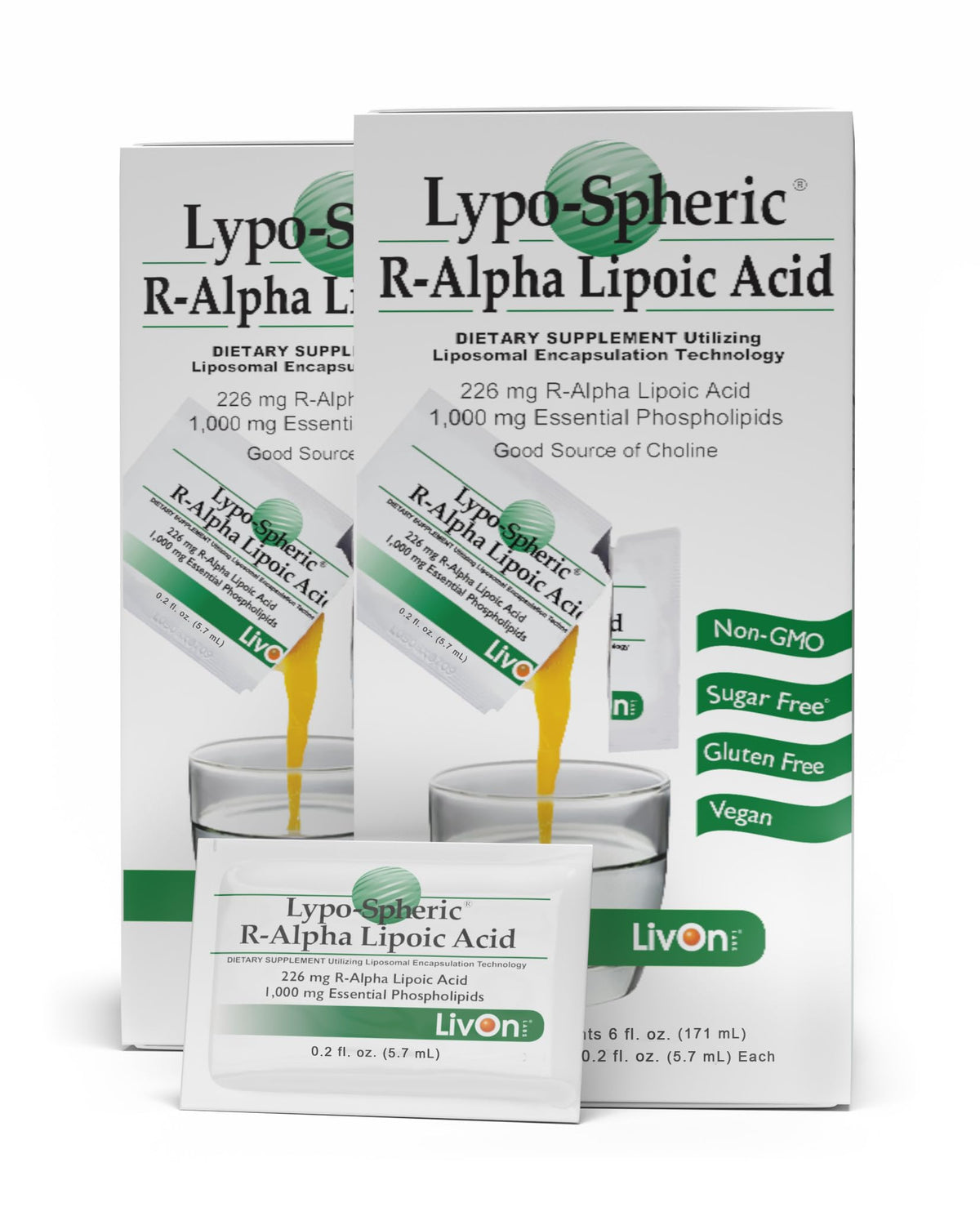 Sachets de LivOn Laboratories Acide Alpha-Lipoïque R-ALA 30 sachets vue de face
