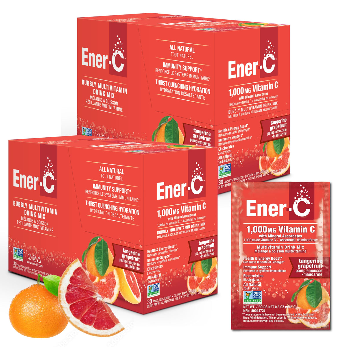 Sachets de mélange de boisson multivitaminé Ener-C tangerine et pamplemousse
