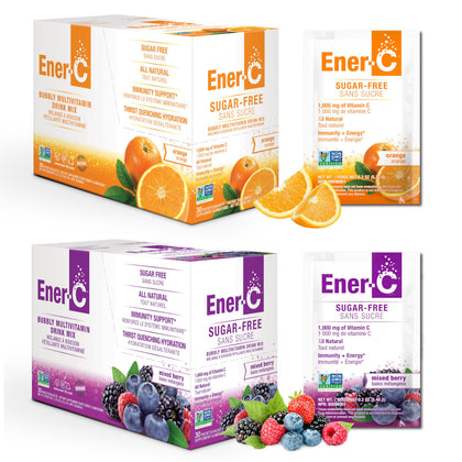Sachets de mélange Ener-C multivitaminé sans sucre, saveur orange et baie