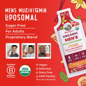 Sachets de multivitamine MARYRUTH'S avec fruits frais en arrière-plan