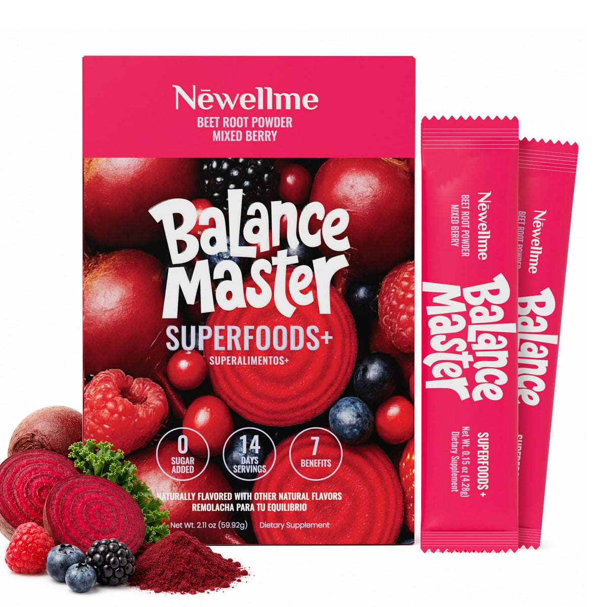 Sachets de NEWELLME Balance Master Poudre de Betterave Super Reds