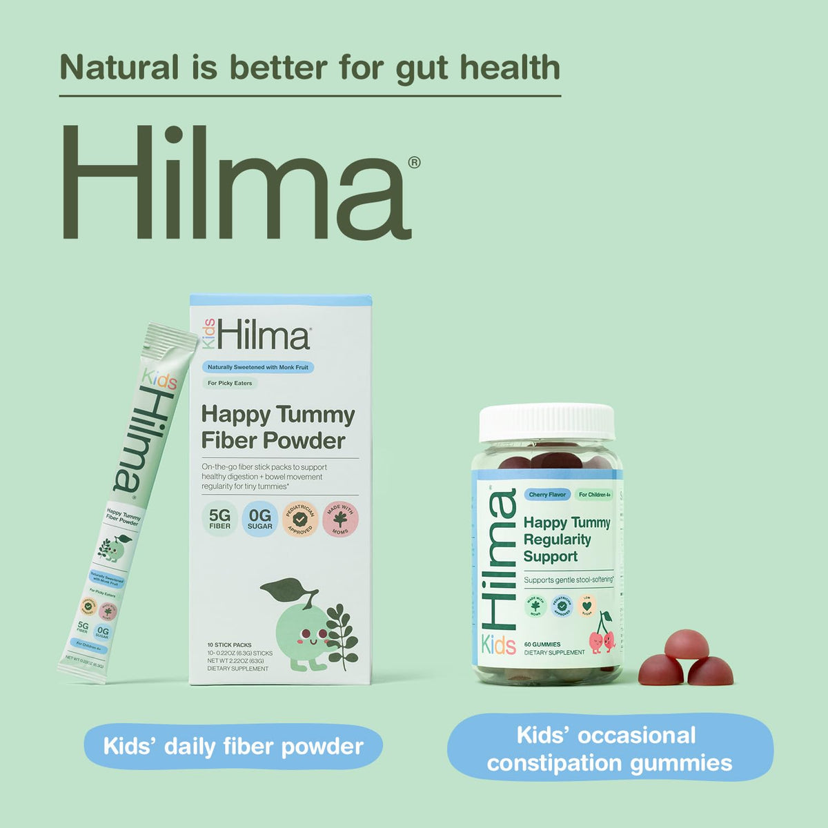 Sachets de poudre de fibre Hilma Happy Tummy avec des fruits
