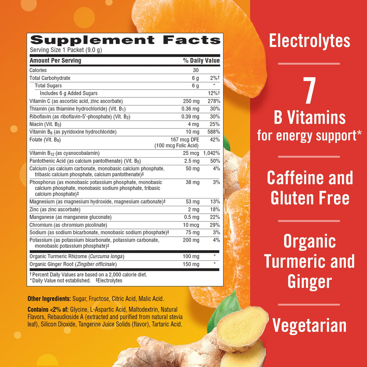 Sachets de poudre Emergen-C Citrus-Ginger sur une table