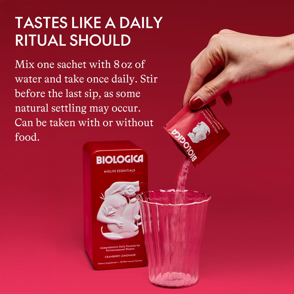 Sachets de poudre multivitaminée Biologica sur une table