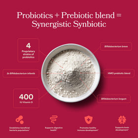 Sachets de poudre synbiotique Persephone sur une table