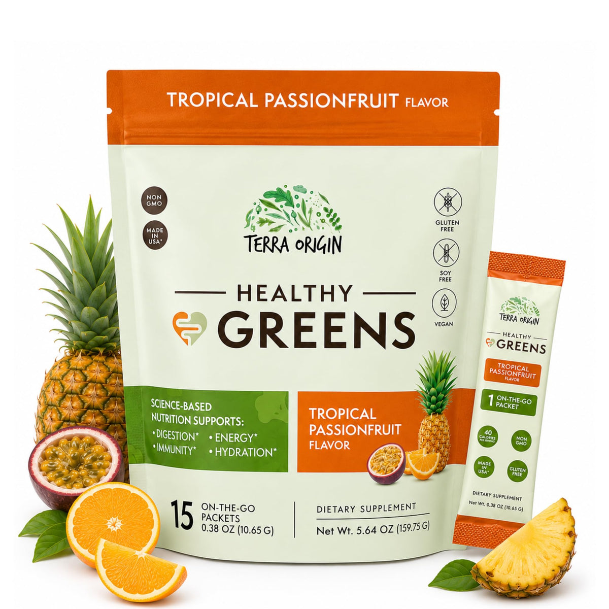 Sachets de poudre TERRA ORIGIN Greens Stick Pack vue de face