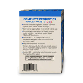 Sachets de probiotiques Dr. Mercola, présentation sur une table