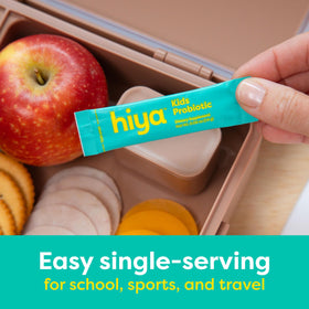Sachets de probiotiques HIYA pour enfants, saveur fraise, contenu visible